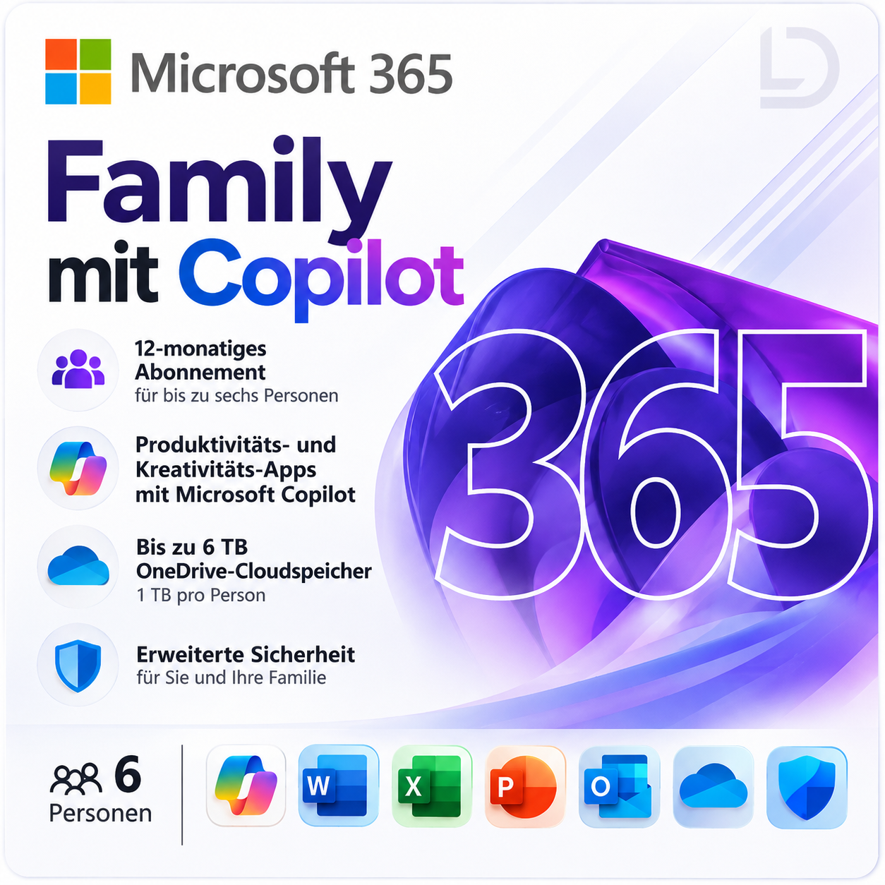 Microsoft 365 Famille | Jusqu'à 6 personnes | Applications premium et espace de stockage dans le cloud | Abonnement de 12 mois | PC, Mac, iOS et Android