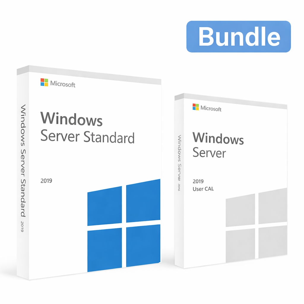 Microsoft Windows Server 2019 Standard (16 cœurs) + pack de 10 licences d'accès client (CAL)