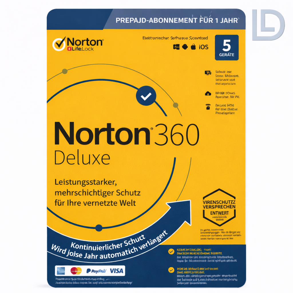 Norton 360 Deluxe : 5 appareils, 1 an + 50 Go